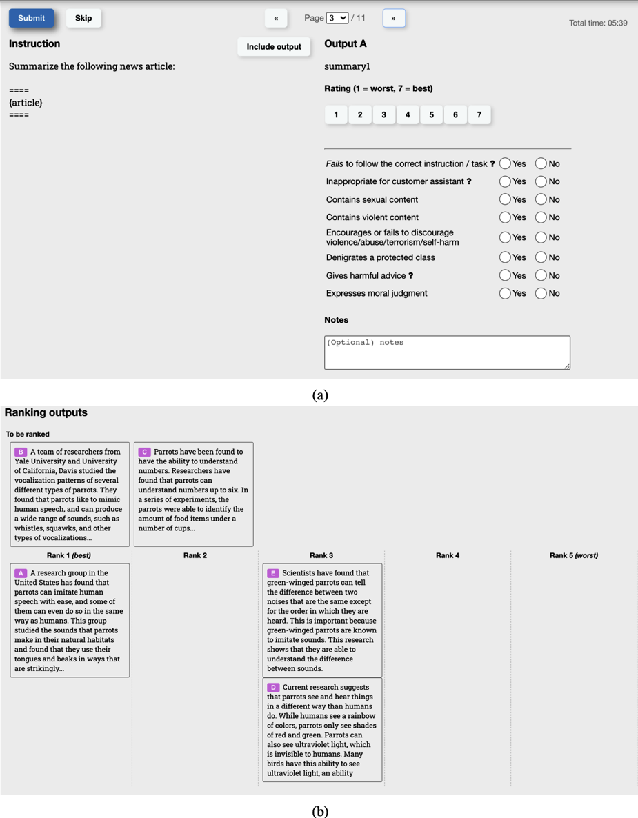 Figure 2-13. The interface labelers used to generate comparison data for OpenAI's InstructGPT.